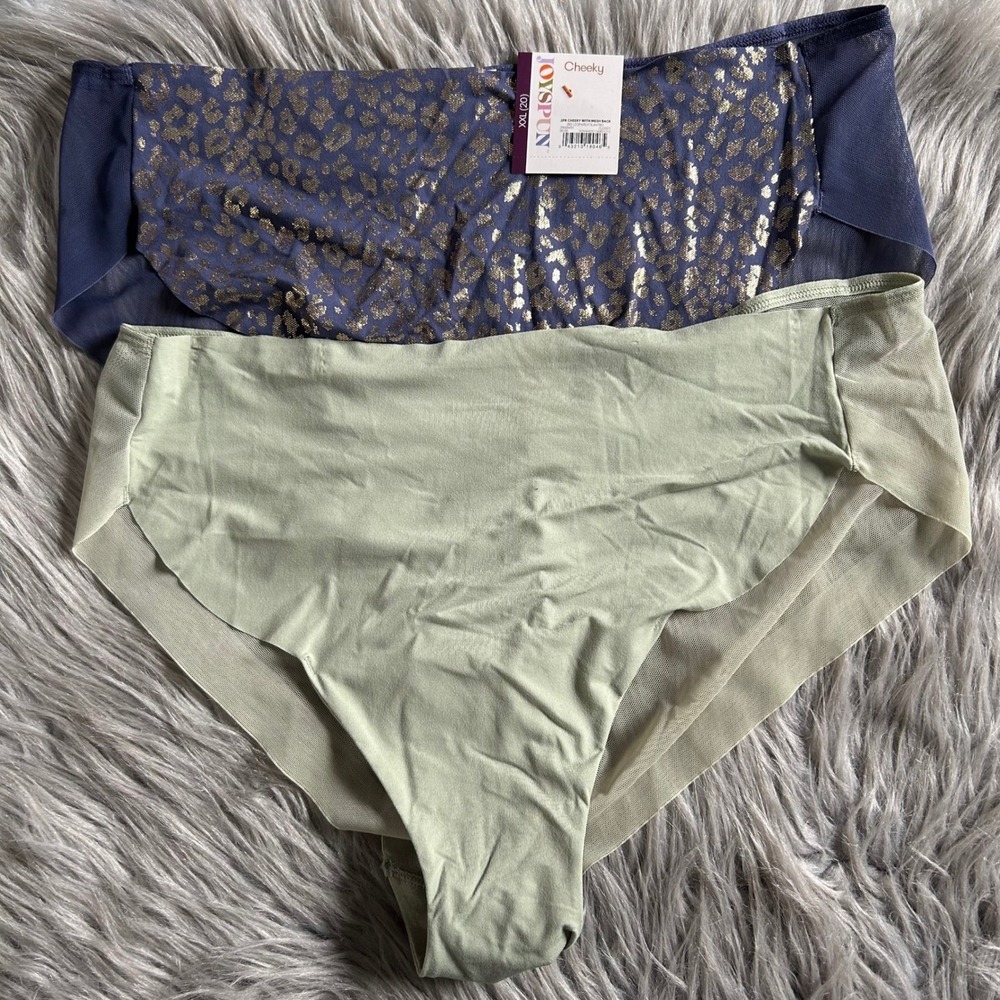 Joyspun Cheeky Underwear Womens Size XXL (20) Green & Leopard Blue Panties